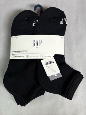 New Gap Socks Men’s Cushioned Quarters 6 Pair Black Socks Casual Activewear